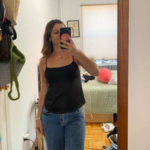 Super sick satin top with open back